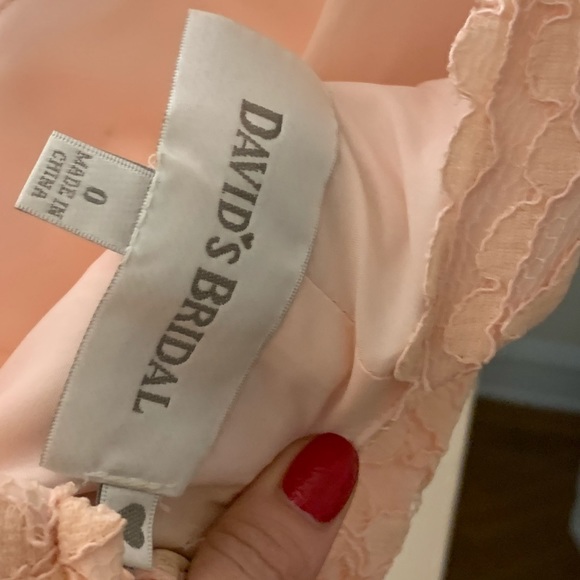 David’s Bridal Lace Bridesmaid Dress in blush - Picture 4 of 5